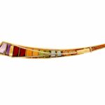 Farbstein Brosche ca. 0,38 ct Diamanten Gelbgold 750/ 18K - Bild 3 Vorschau
