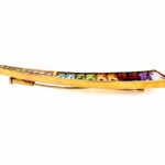Farbstein Brosche ca. 0,38 ct Diamanten Gelbgold 750/ 18K - Bild 4 Vorschau