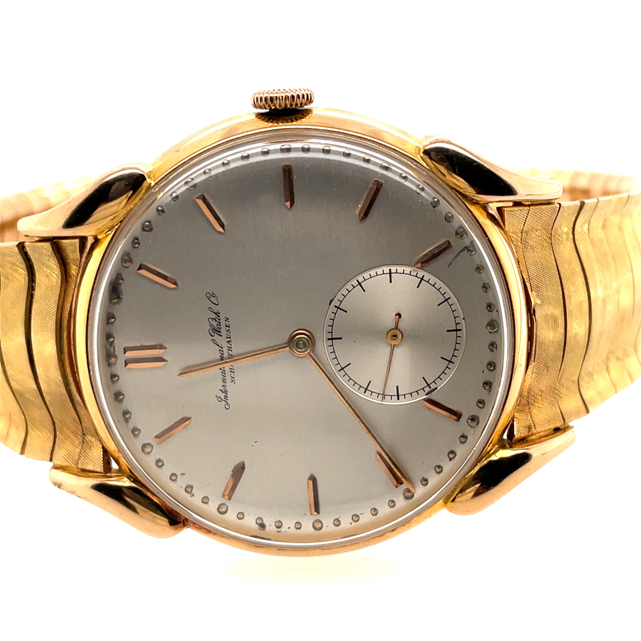 IWC Cal. 83 Gold 750 Tear Drop Case VINTAGE Honeycomb bracelet ca. 1945 - Bild 5