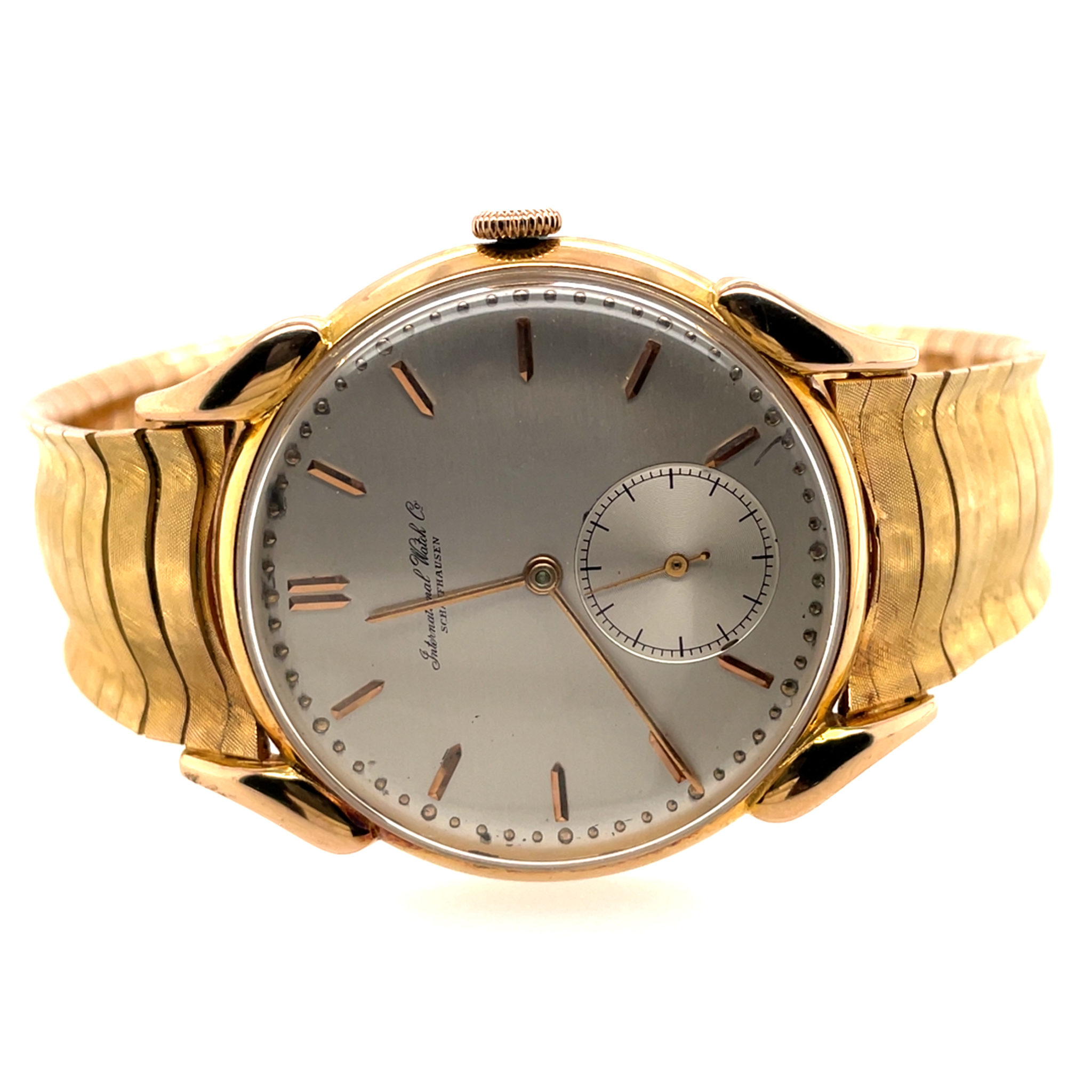 IWC Cal. 83 Gold 750 Tear Drop Case VINTAGE Honeycomb bracelet ca. 1945 - Bild 6