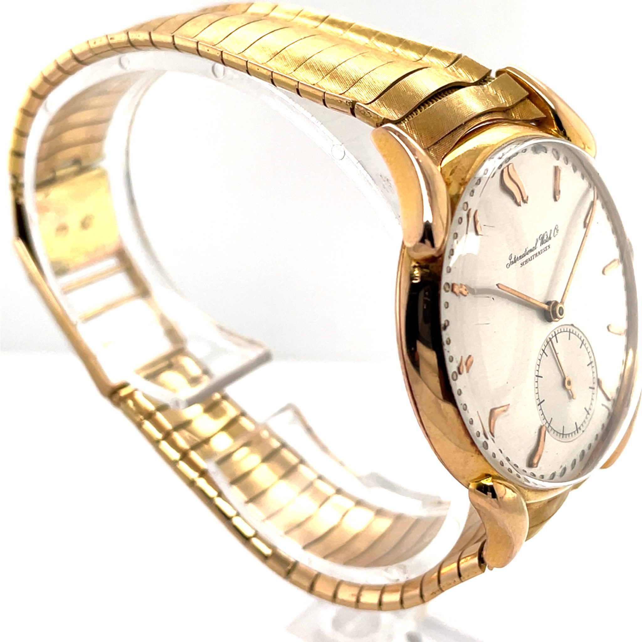 IWC Cal. 83 Gold 750 Tear Drop Case VINTAGE Honeycomb bracelet ca. 1945 - Bild 3