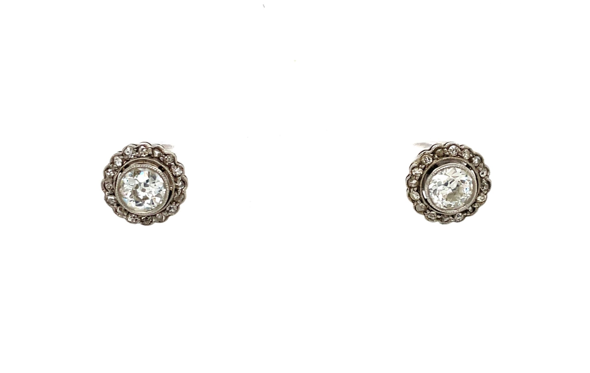 Diamanten Ohrstecker ca. 1,30 ct Diamanten im Altschliff Weißgold 585/ 14K