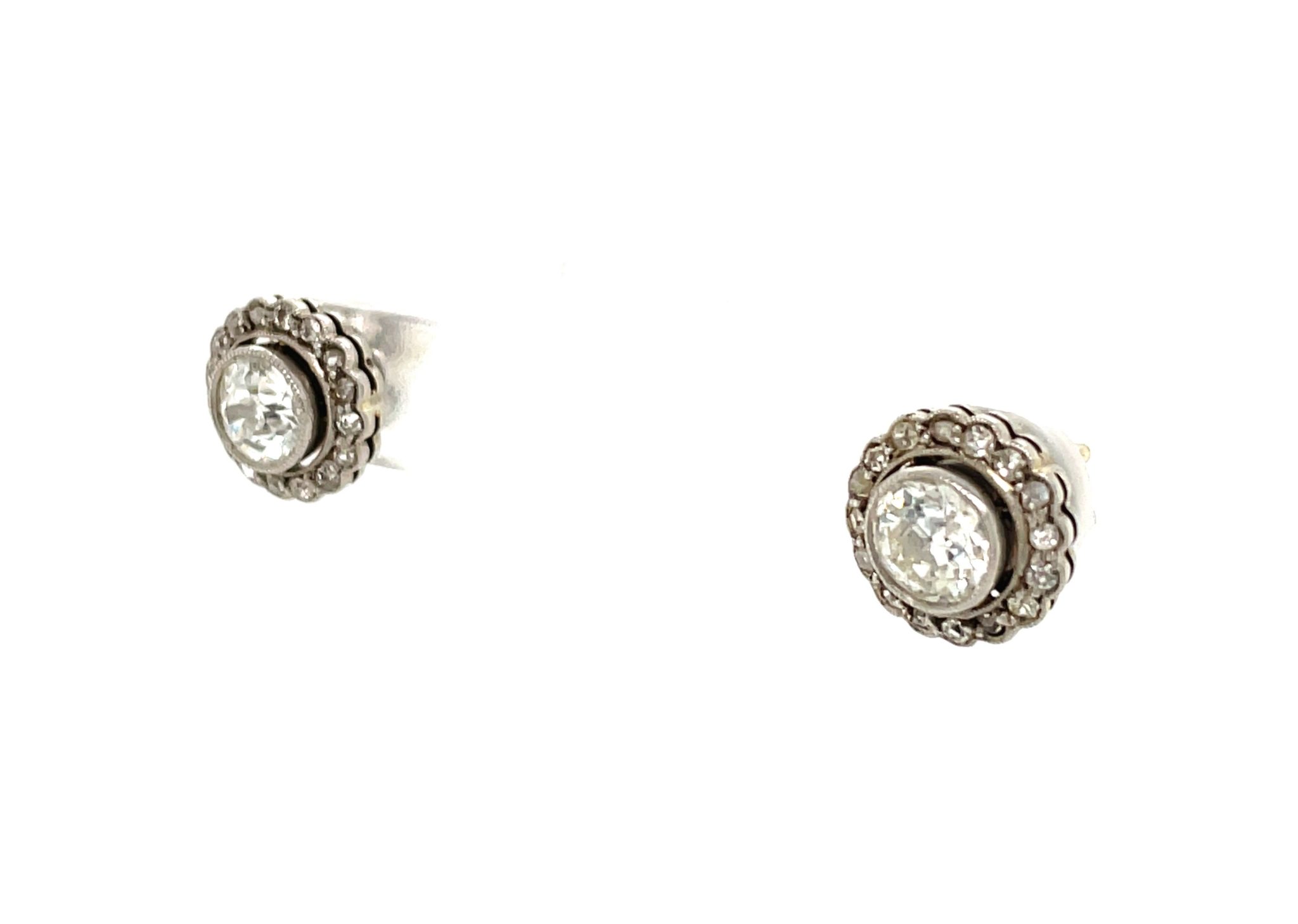 Diamanten Ohrstecker ca. 1,30 ct Diamanten im Altschliff Weißgold 585/ 14K - Bild 2