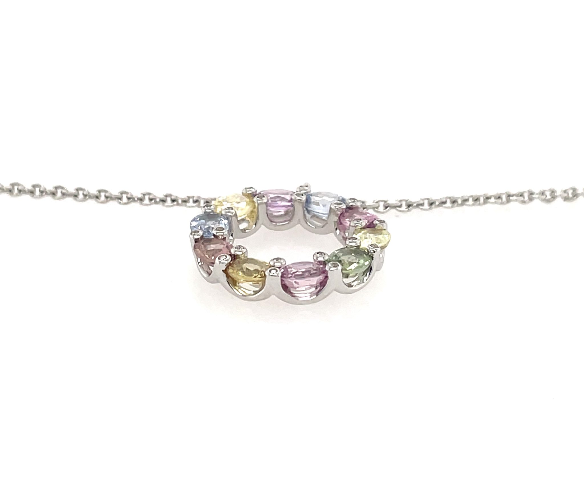 Rüschenbeck Saphir Collier 45 cm ca. 0,50 ct Diamanten Weißgold 750/ 18K - Bild 3