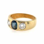Saphir Bandring Gr. 57 ca. 0,80 ct Diamanten Gelbgold 585/ 14K - Bild 2 Vorschau