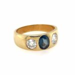 Saphir Bandring Gr. 57 ca. 0,80 ct Diamanten Gelbgold 585/ 14K - Bild 3 Vorschau