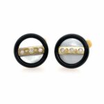 Onyx Manschettenknöpfe ca. 0,10 ct Diamanten Gelbgold 585/ 14K Vorschau