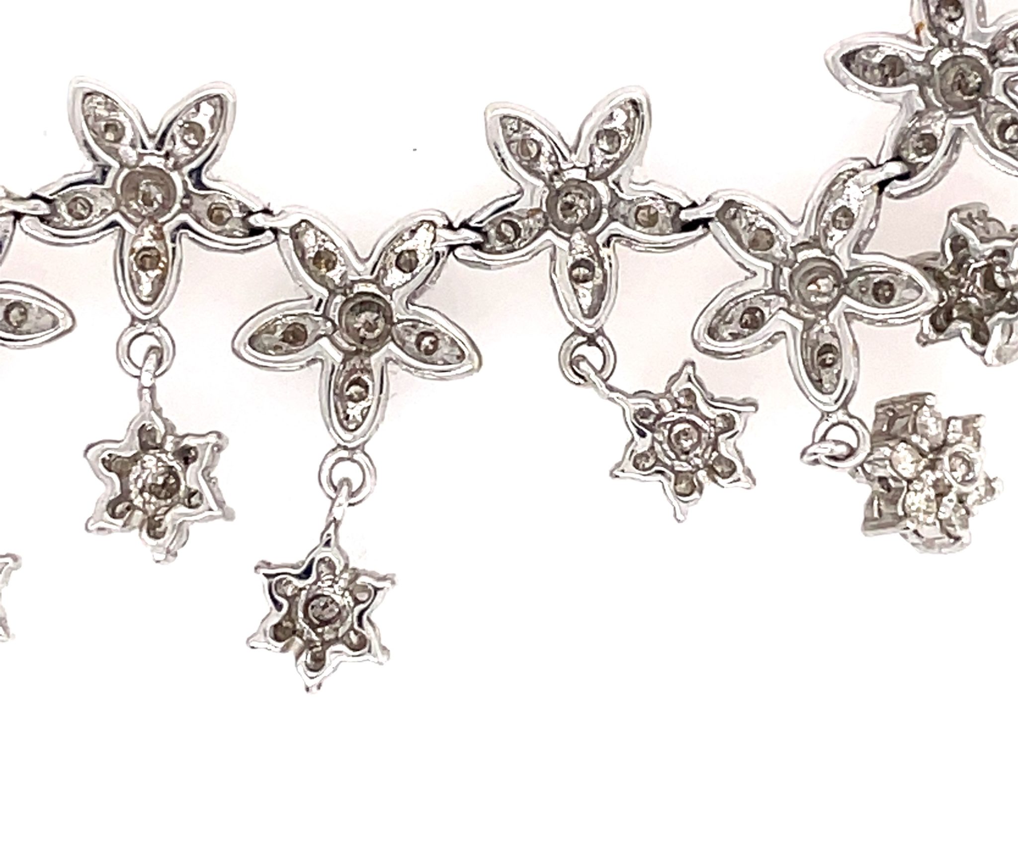 Blütenoptik Collier 41,5 cm ca. 2,50 ct Diamanten Weißgold 750/ 18K - Bild 5