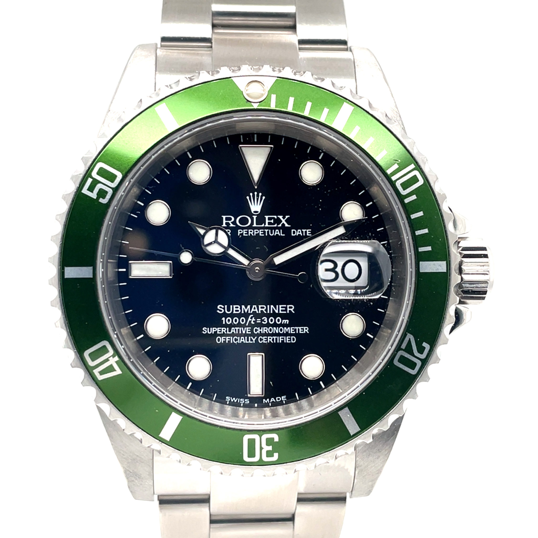 Rolex Submariner Date Ref. 16610T LV Kermit Flat 4 2004 mit original Box