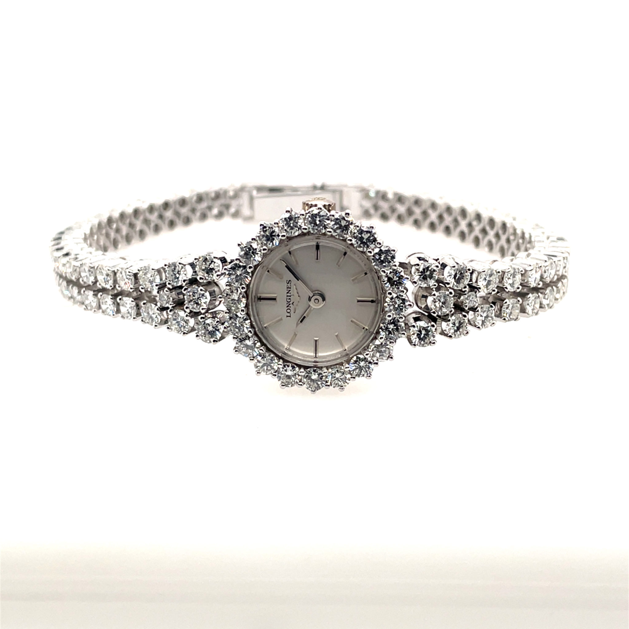 Longines Ladys Cocktail Watch 18K white gold, Diamonds 5ct. TW/vs NOS 1950-1960s ungetragen - Bild 4