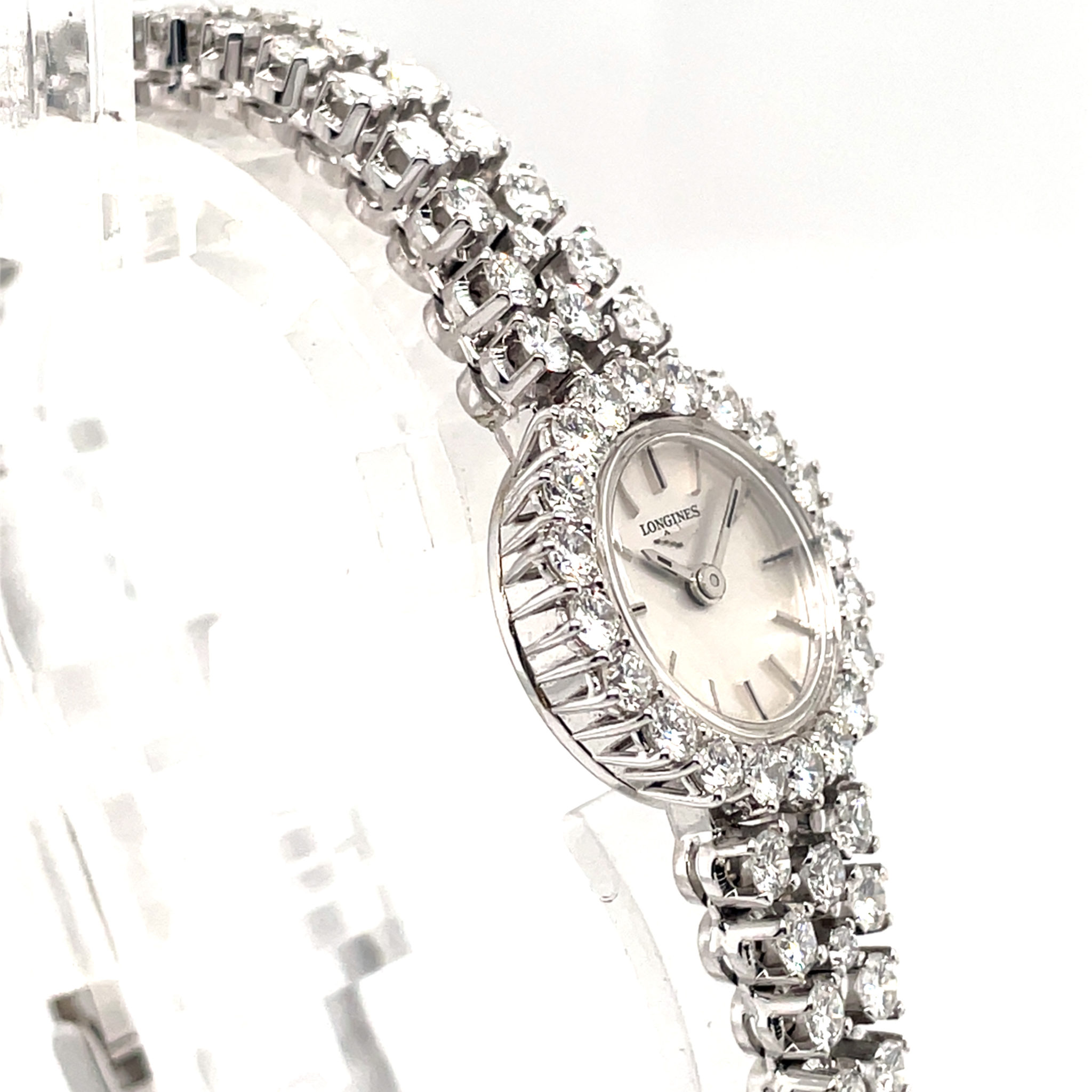 Longines Ladys Cocktail Watch 18K white gold, Diamonds 5ct. TW/vs NOS 1950-1960s ungetragen - Bild 8