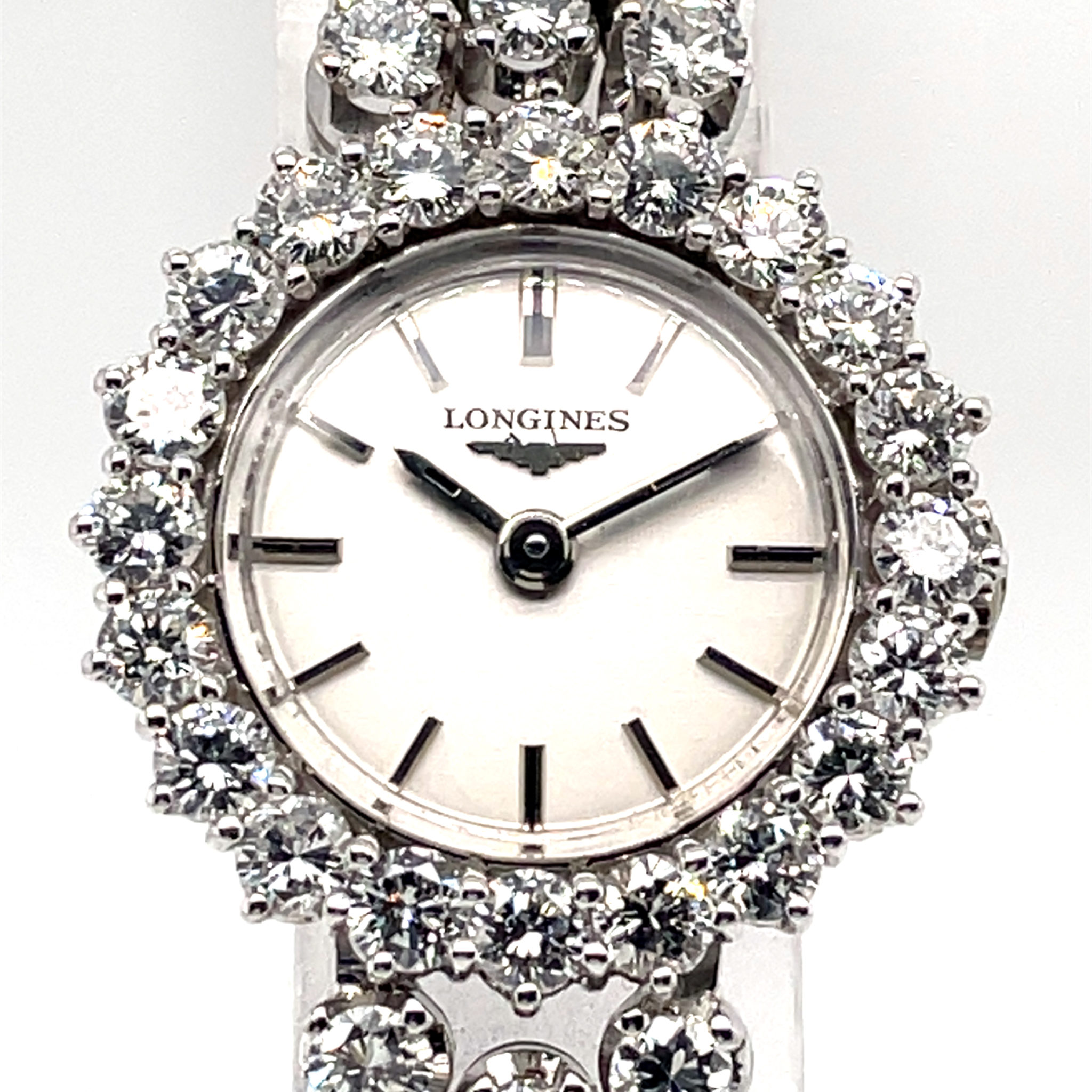 Longines Ladys Cocktail Watch 18K white gold, Diamonds 5ct. TW/vs NOS 1950-1960s ungetragen - Bild 2