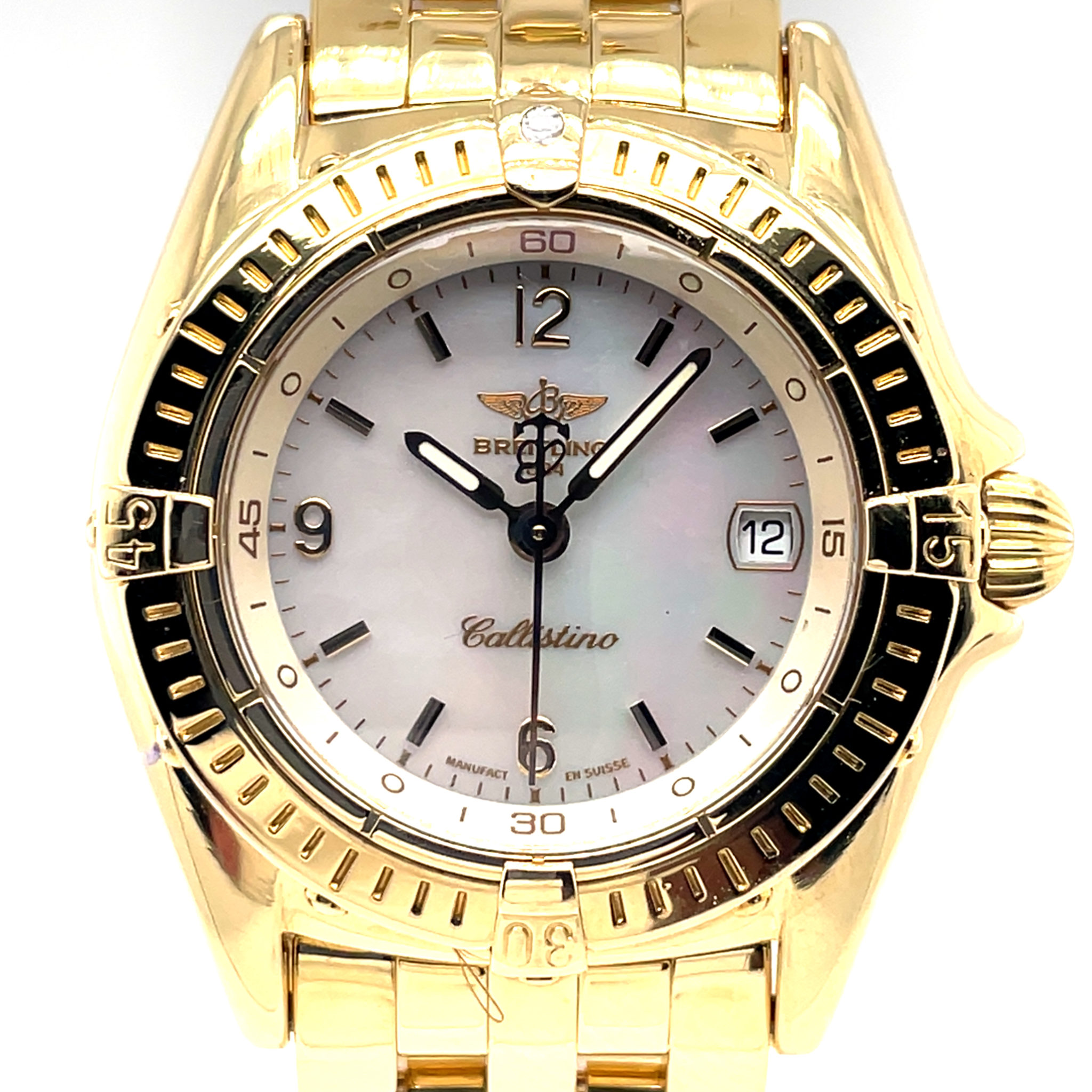 Breitling Callistino Ref. K52045.1 Gold 750/18K Mother of Pearl Quarz VINTAGE
