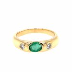 Smaragd Ring Gr. 62 ca. 0,30 ct Diamanten Gelbgold 750/ 18K Vorschau