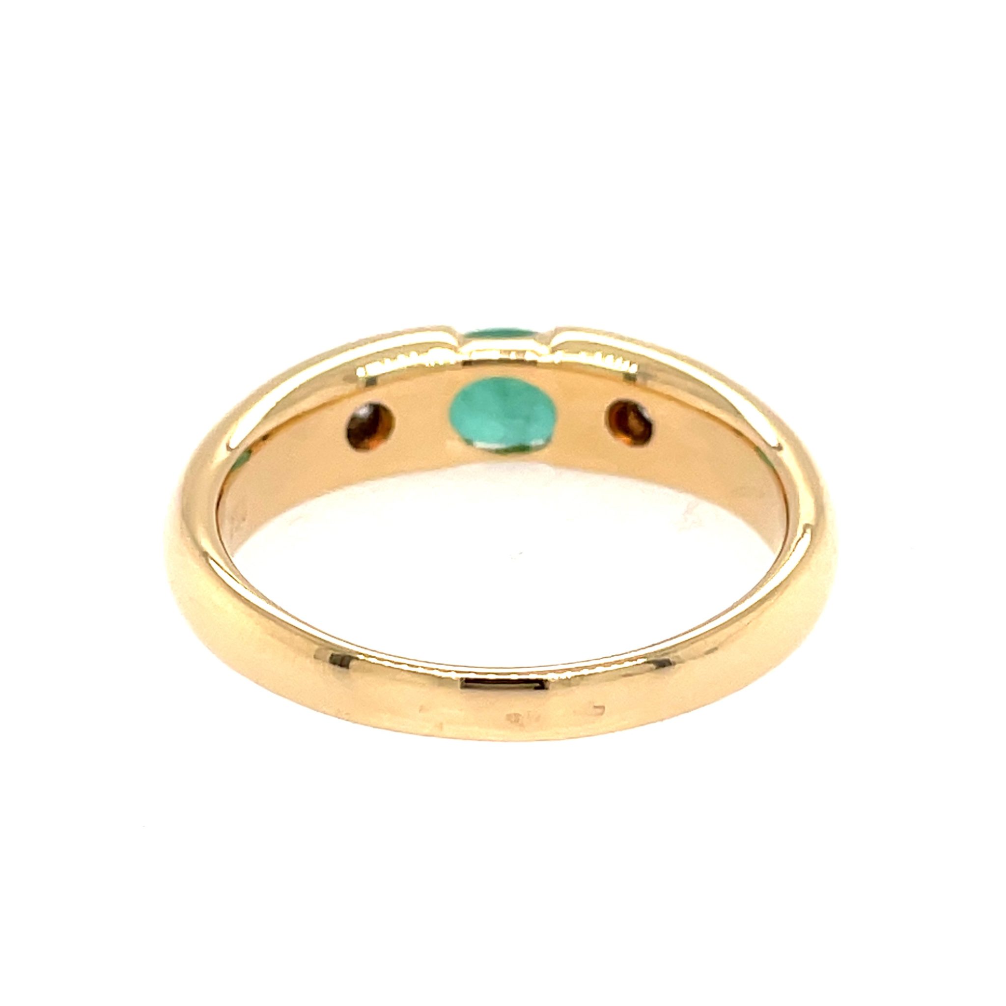 Smaragd Ring Gr. 62 ca. 0,30 ct Diamanten Gelbgold 750/ 18K - Bild 4