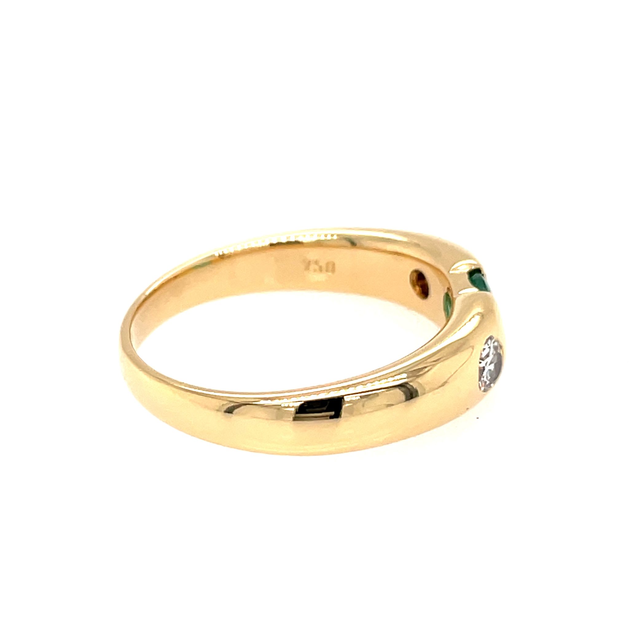Smaragd Ring Gr. 62 ca. 0,30 ct Diamanten Gelbgold 750/ 18K - Bild 3