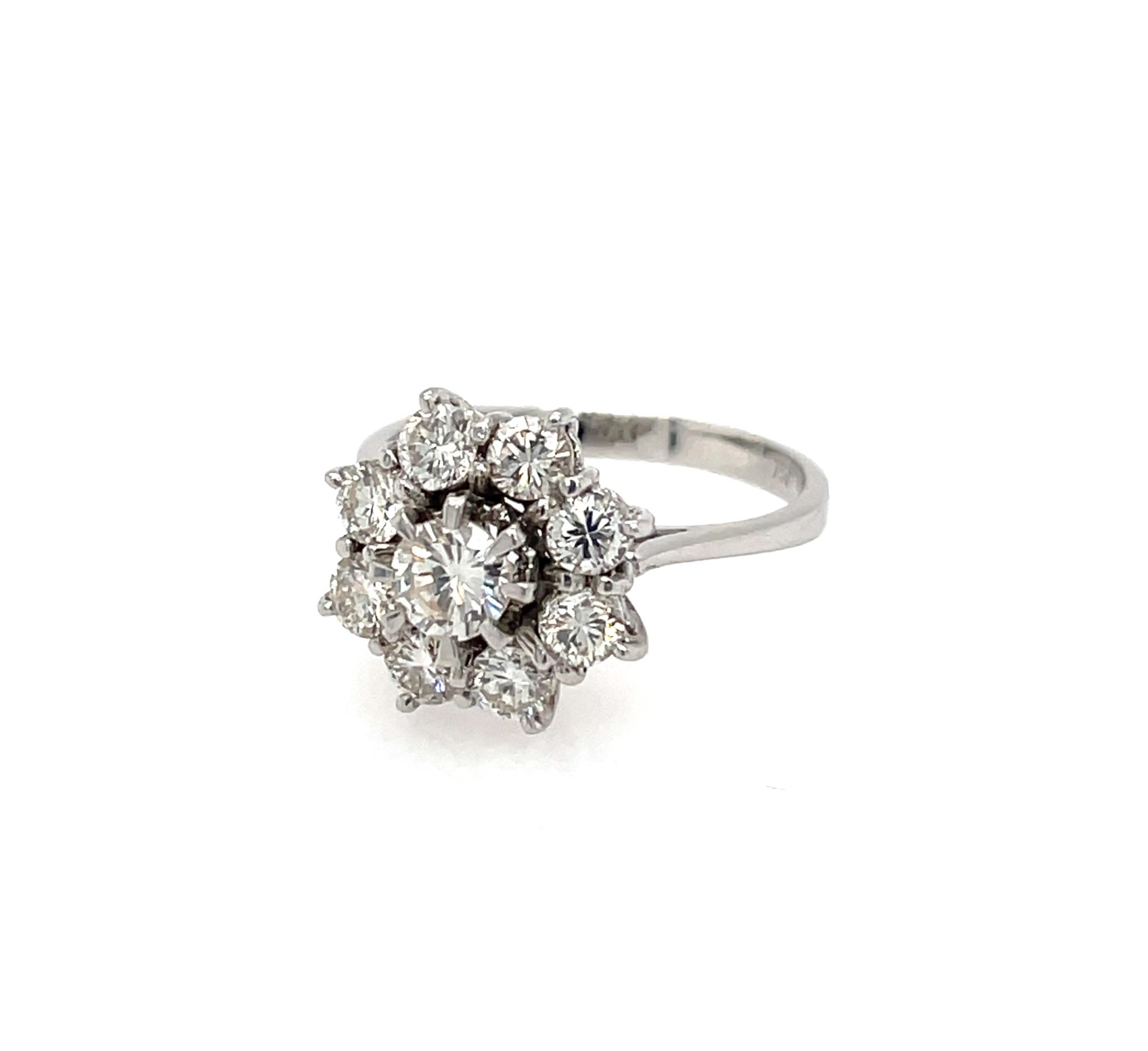 Entourage Ring Gr. 50 ca. 1,11 ct Diamanten Weißgold 750/ 18K - Bild 2