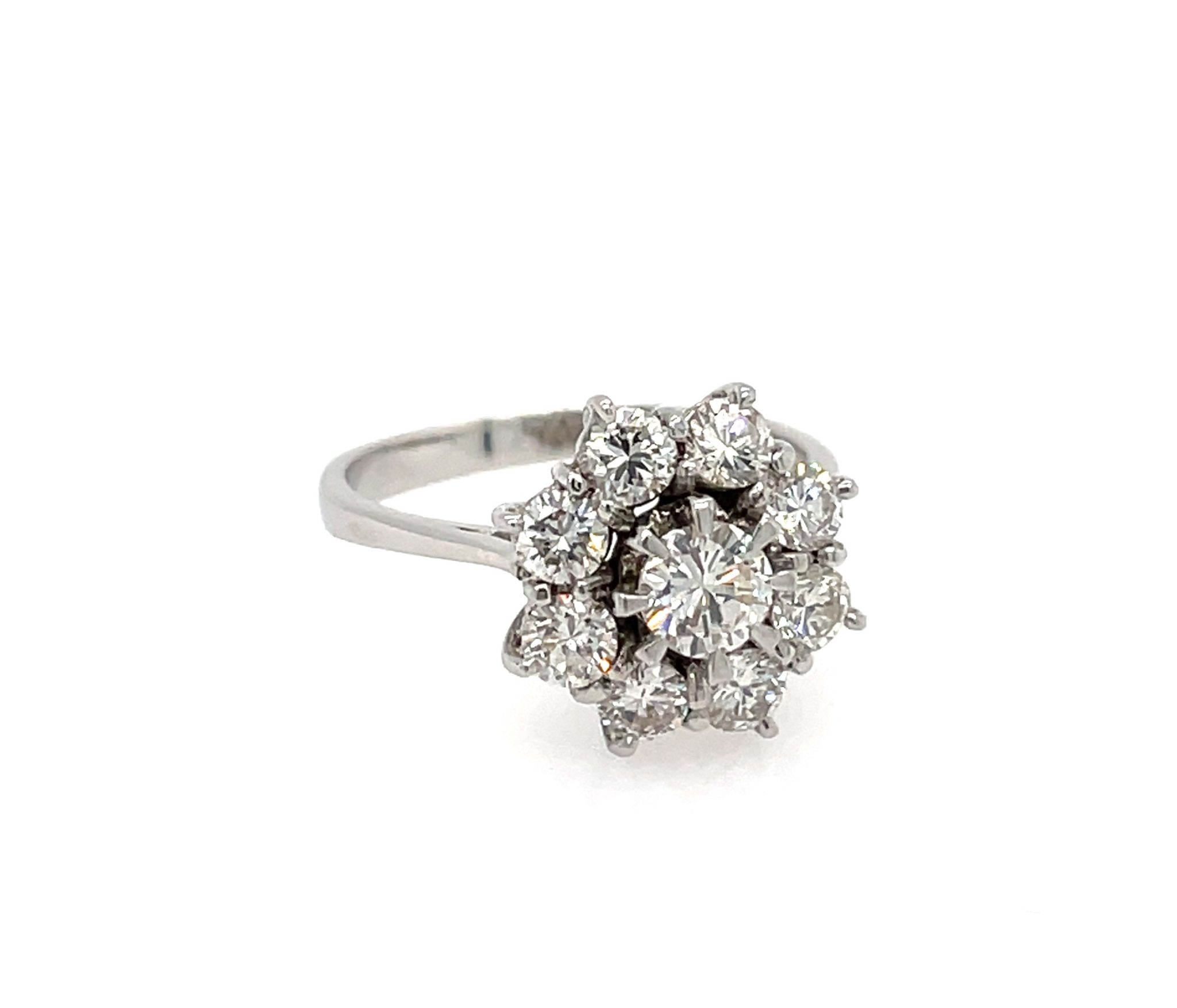 Entourage Ring Gr. 50 ca. 1,11 ct Diamanten Weißgold 750/ 18K - Bild 3