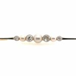 Perlen Brosche ca. 0,80 ct Diamanten im Altschliff Bicolor 585/ 14K Vorschau