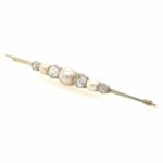 Perlen Brosche ca. 0,80 ct Diamanten im Altschliff Bicolor 585/ 14K - Bild 2 Vorschau