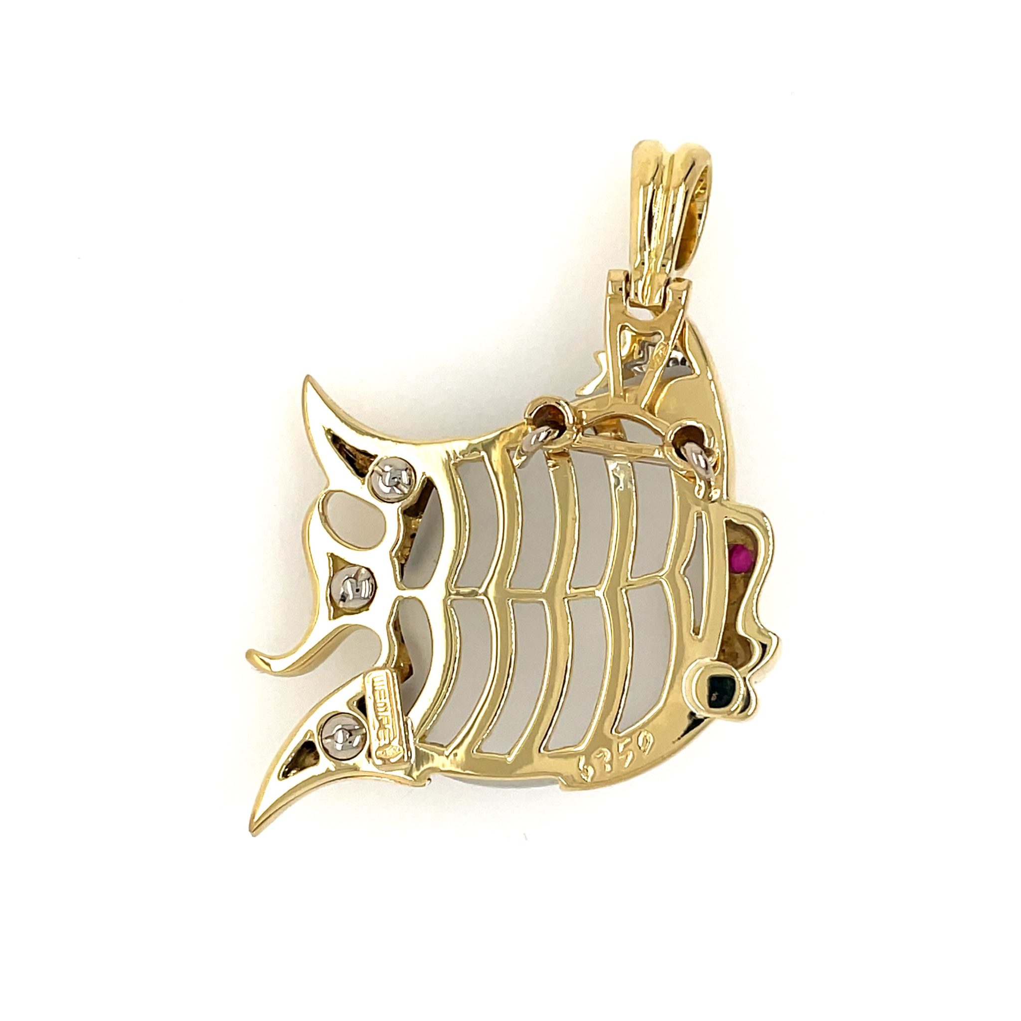 Wempe Kristall Fisch Anhänger Diamanten und Rubin Gelbgold 750/ 18K - Bild 2