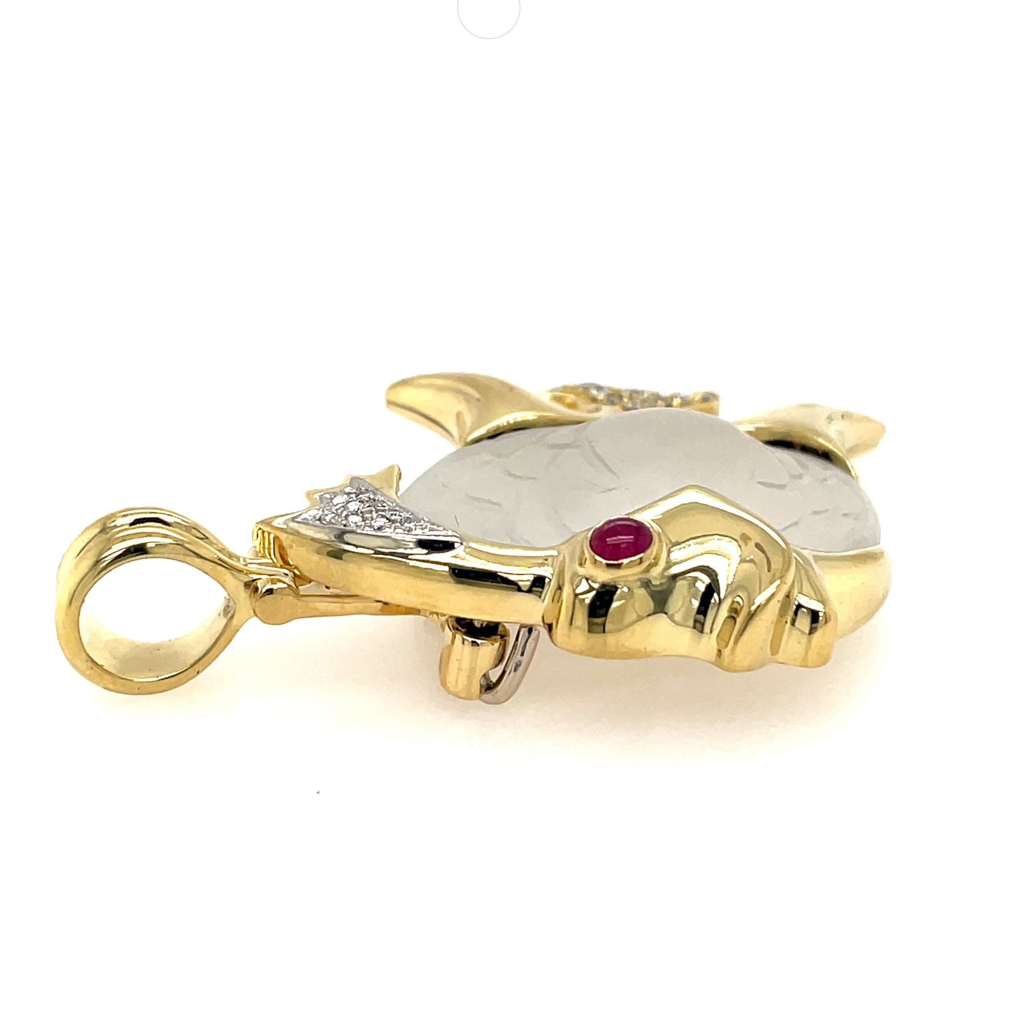 Wempe Kristall Fisch Anhänger Diamanten und Rubin Gelbgold 750/ 18K - Bild 3