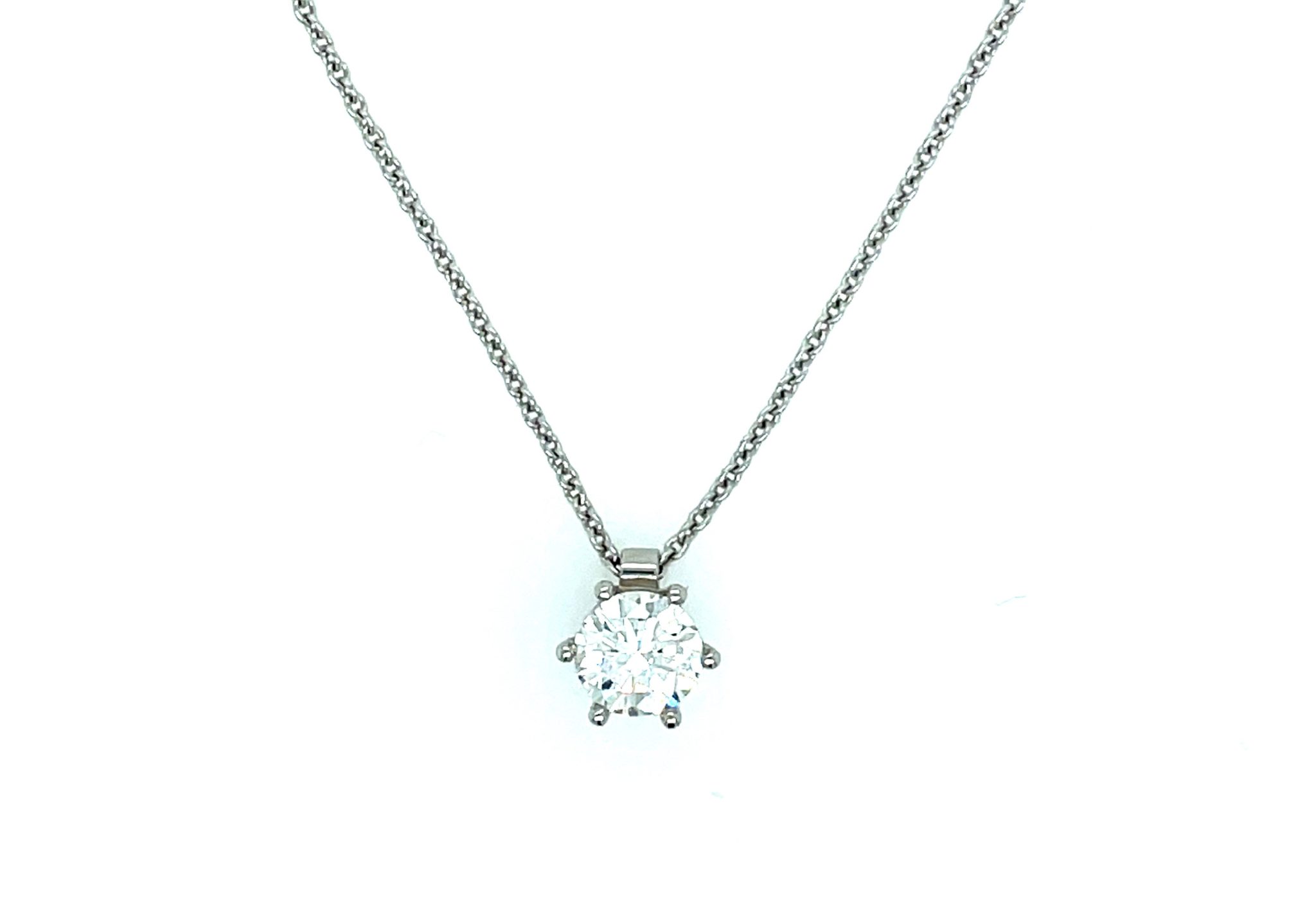 Soliärkette 44 cm 0,77ct Diamant Weißgold 750/ 18K DPL Zertifikat