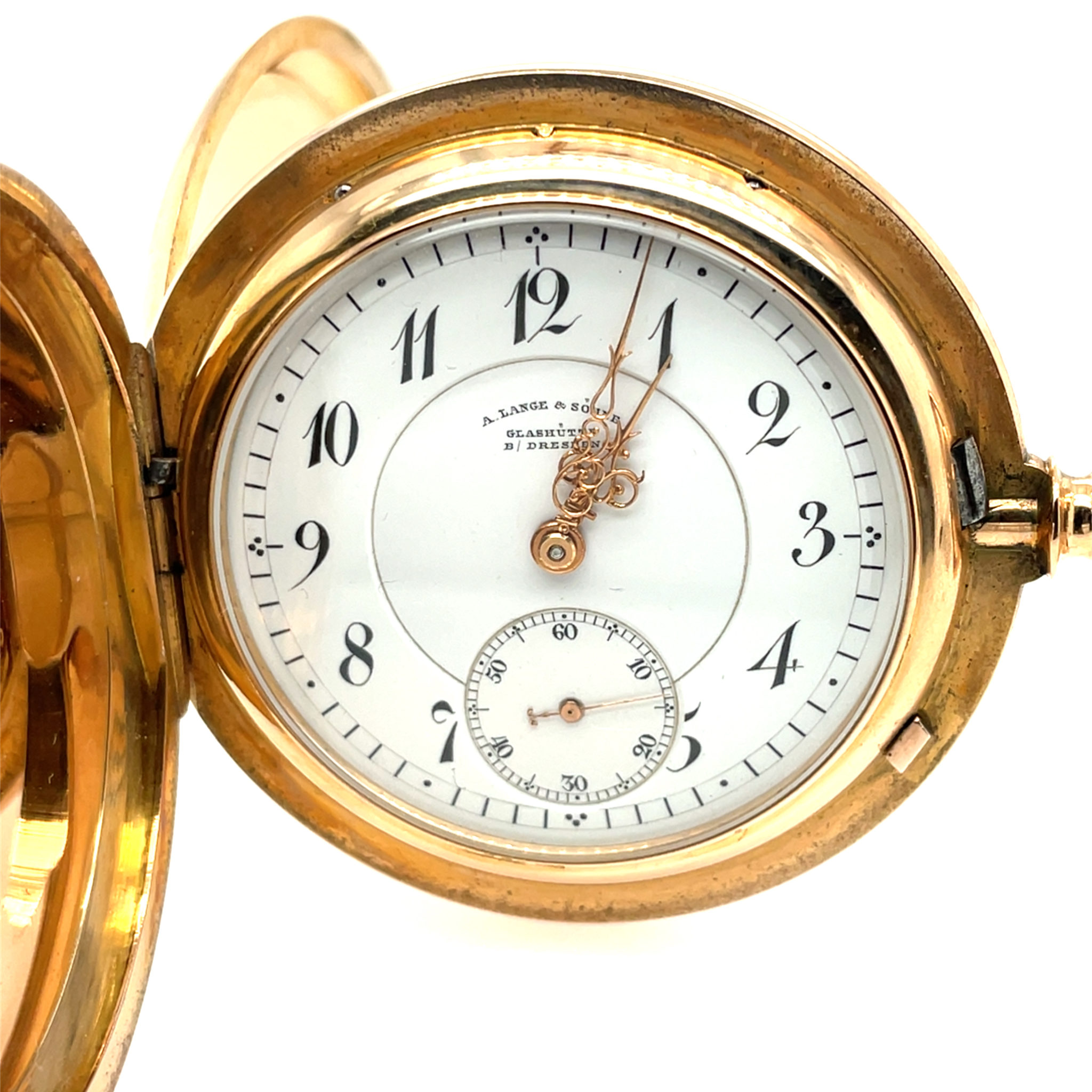 A. Lange & Söhne Taschenuhr Glashütte B/Dresden 3-Deckel Savonette 41080 Gold 750+Etui