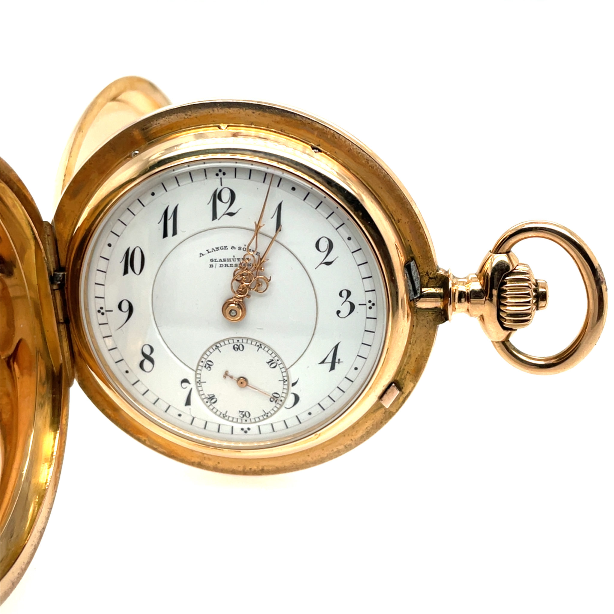 A. Lange & Söhne Taschenuhr Glashütte B/Dresden 3-Deckel Savonette 41080 Gold 750+Etui - Bild 2