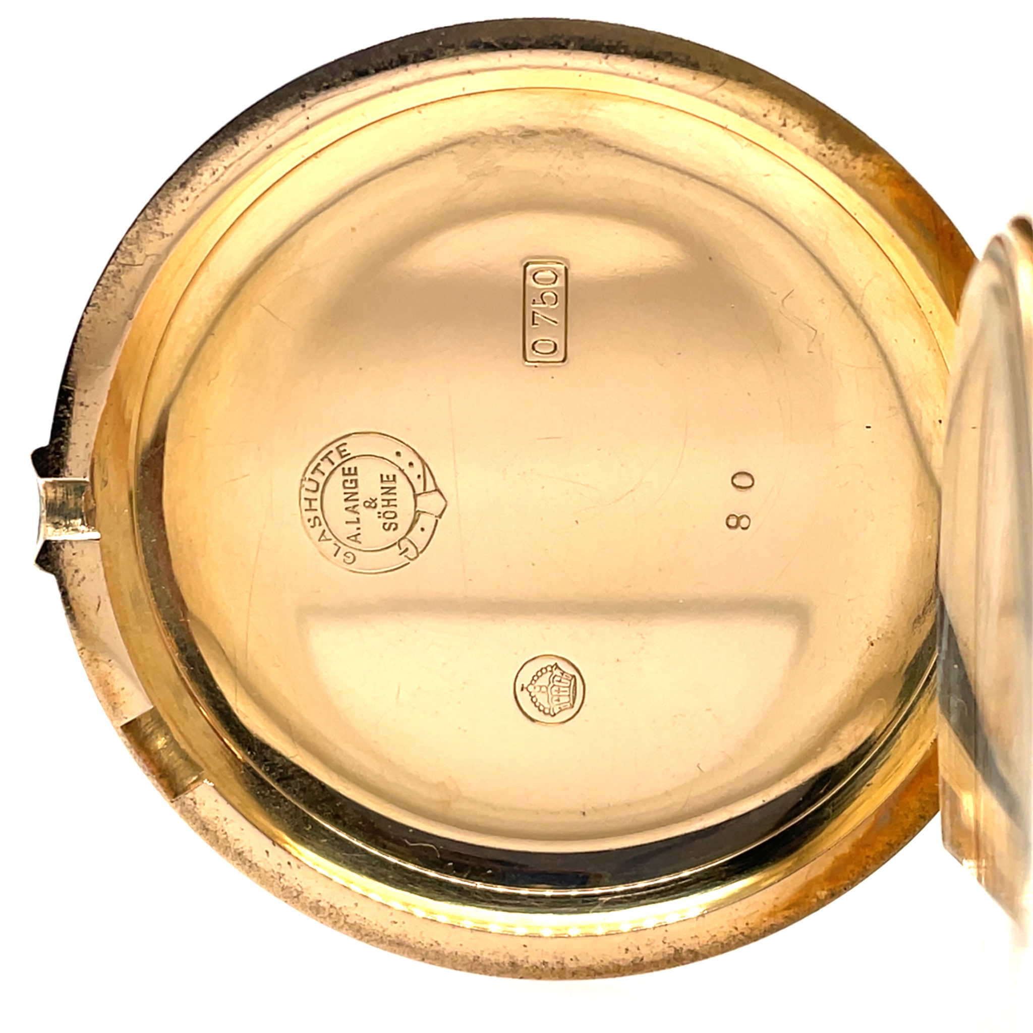 A. Lange & Söhne Taschenuhr Glashütte B/Dresden 3-Deckel Savonette 41080 Gold 750+Etui - Bild 3