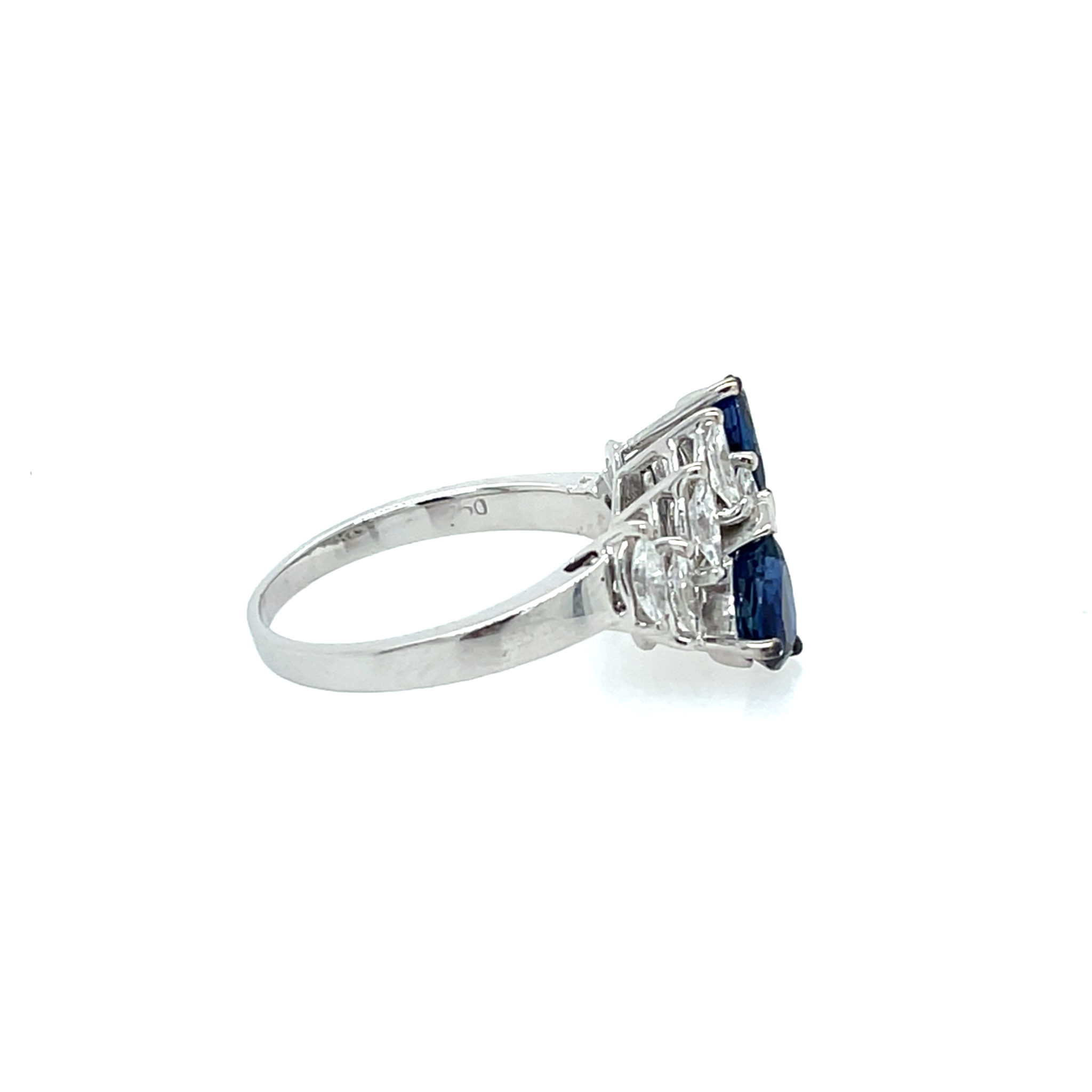 René Kern „Moi et Toi“ Saphir Ring Gr. 57 ca. 0,80 ct Diamanten Weißgold 18K - Bild 4
