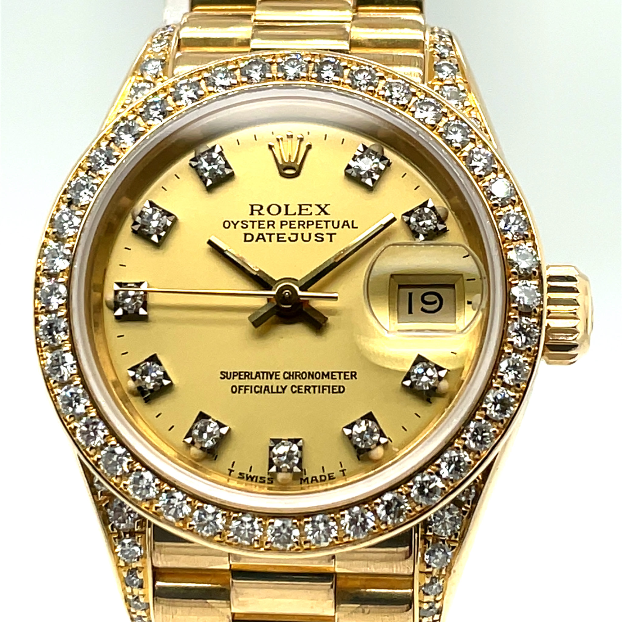 Rolex Lady-Datejust Ref. 69238 750 Gold, Diamaond Factory Setting 1993 Full Set TOP
