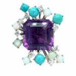 Amethyst Ring Gr. 51,5 Opale, Diamanten, Türkise Weißgold 750/ 18K Vorschau