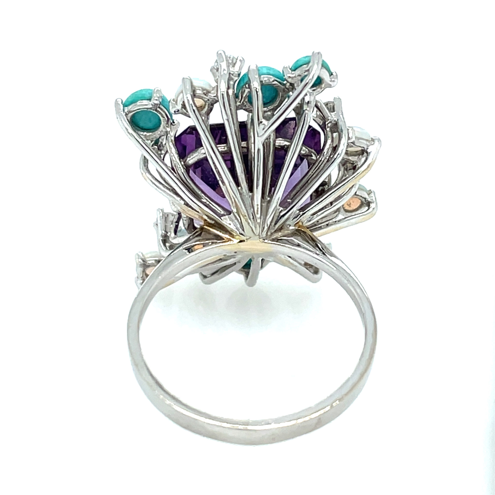 Amethyst Ring Gr. 51,5 Opale, Diamanten, Türkise Weißgold 750/ 18K - Bild 2