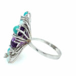 Amethyst Ring Gr. 51,5 Opale, Diamanten, Türkise Weißgold 750/ 18K - Bild 3 Vorschau