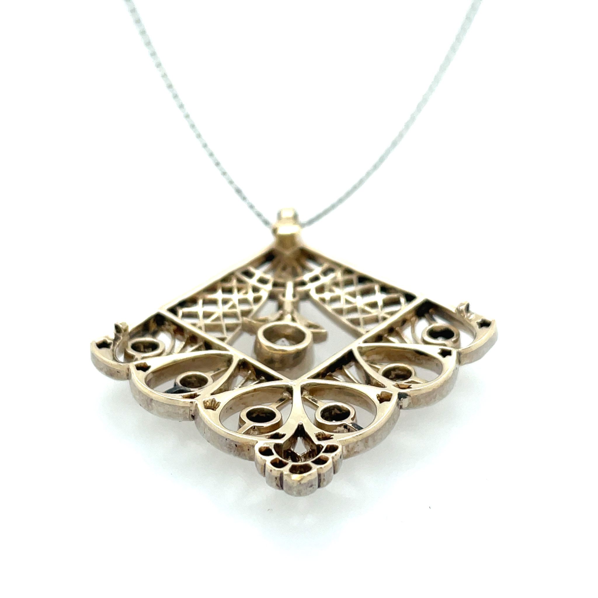 Diamanten im Altschliff Collier 45 cm ca. 1,5 ct Diamanten Weißgold 585/ 14K - Bild 4