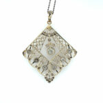 Diamanten im Altschliff Collier 45 cm ca. 1,5 ct Diamanten Weißgold 585/ 14K - Bild 2 Vorschau