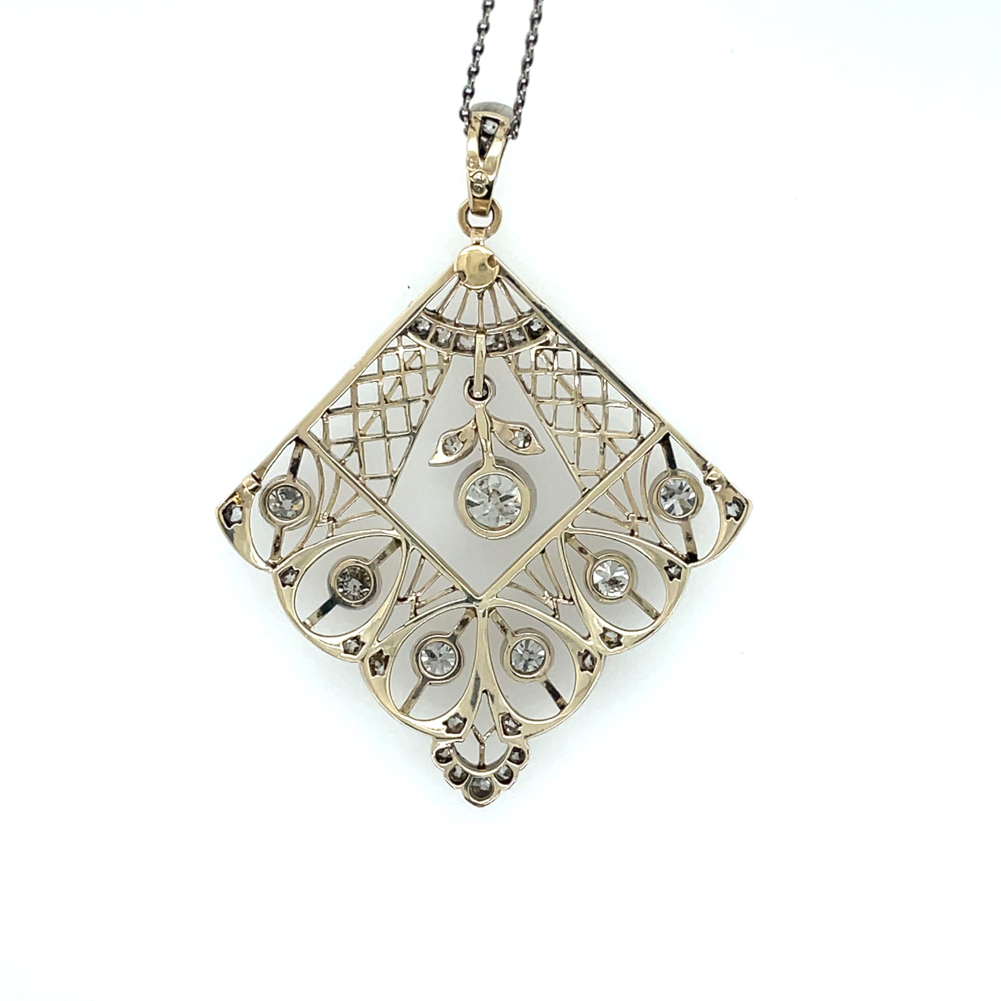 Diamanten im Altschliff Collier 45 cm ca. 1,5 ct Diamanten Weißgold 585/ 14K - Bild 2