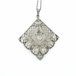 Diamanten im Altschliff Collier 45 cm ca. 1,5 ct Diamanten Weißgold 585/ 14K Vorschau
