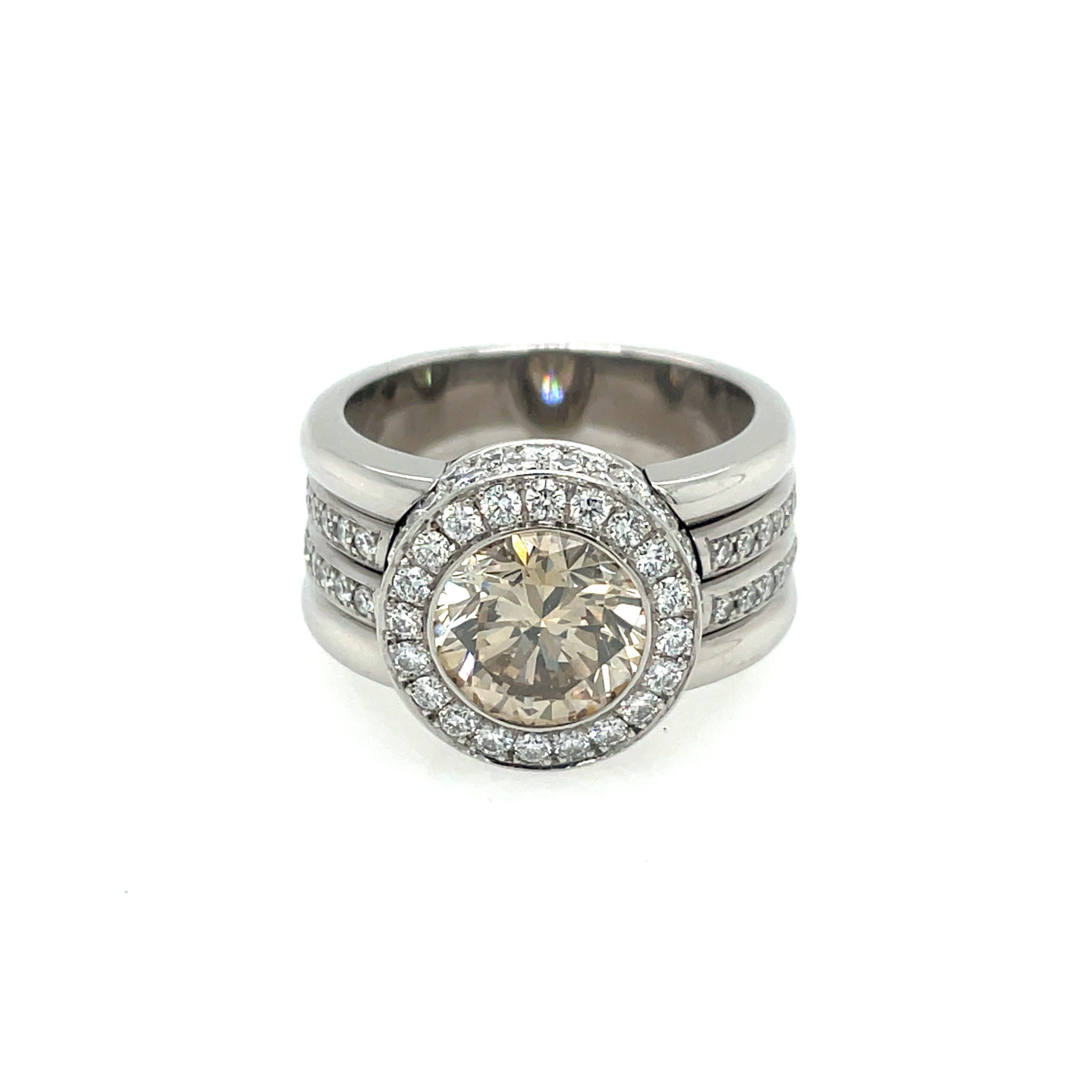 Krieger Juwelenring Gr. 57 ca. 4,79 ct Diamanten Weißgold 750/ 18K