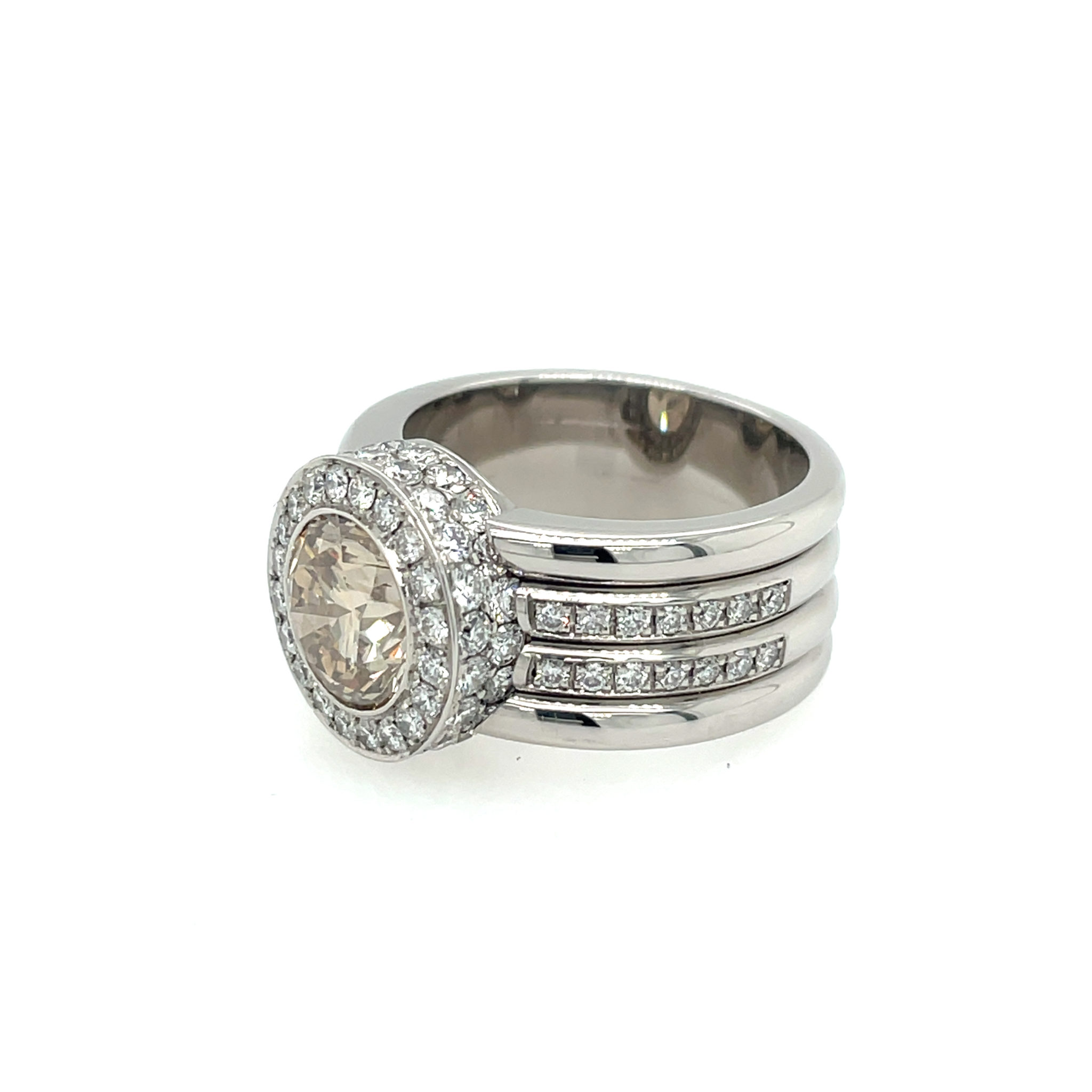 Krieger Juwelenring Gr. 57 ca. 4,79 ct Diamanten Weißgold 750/ 18K - Bild 2