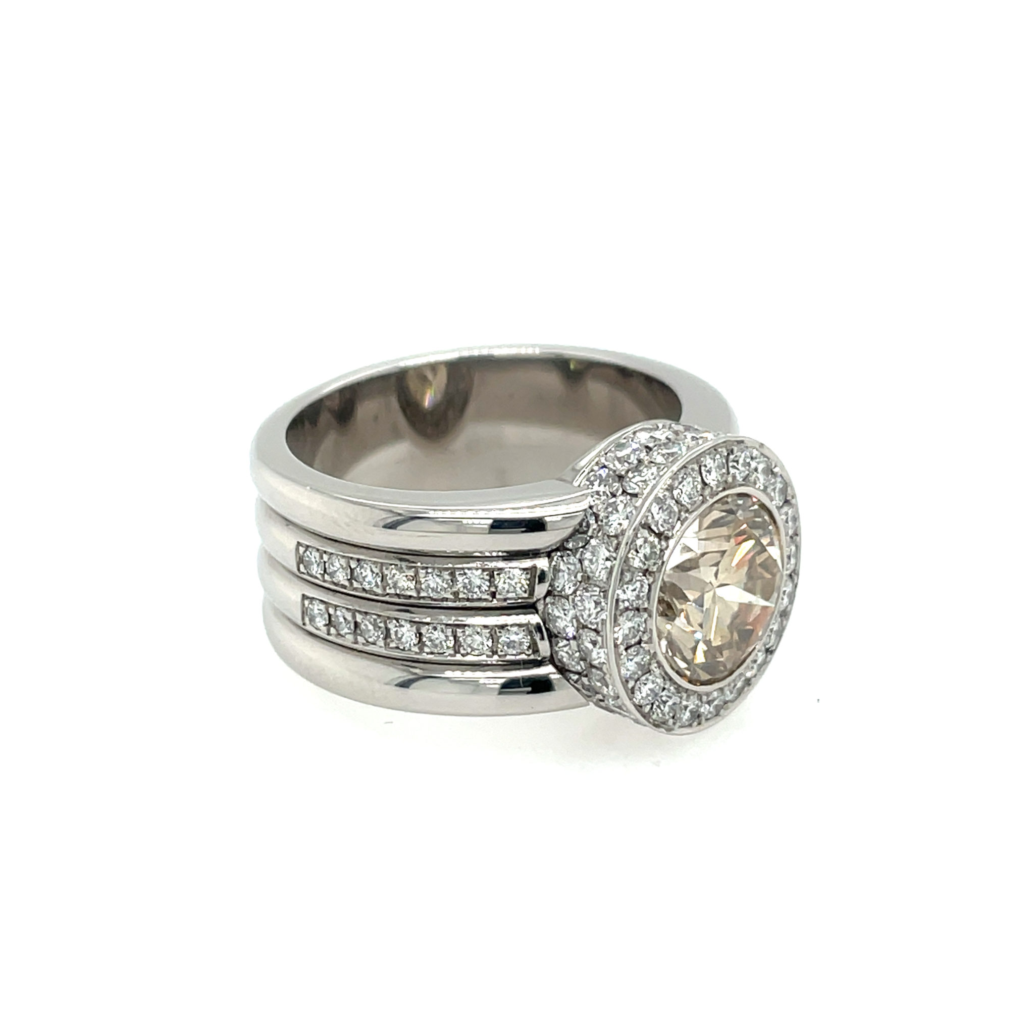 Krieger Juwelenring Gr. 57 ca. 4,79 ct Diamanten Weißgold 750/ 18K - Bild 3