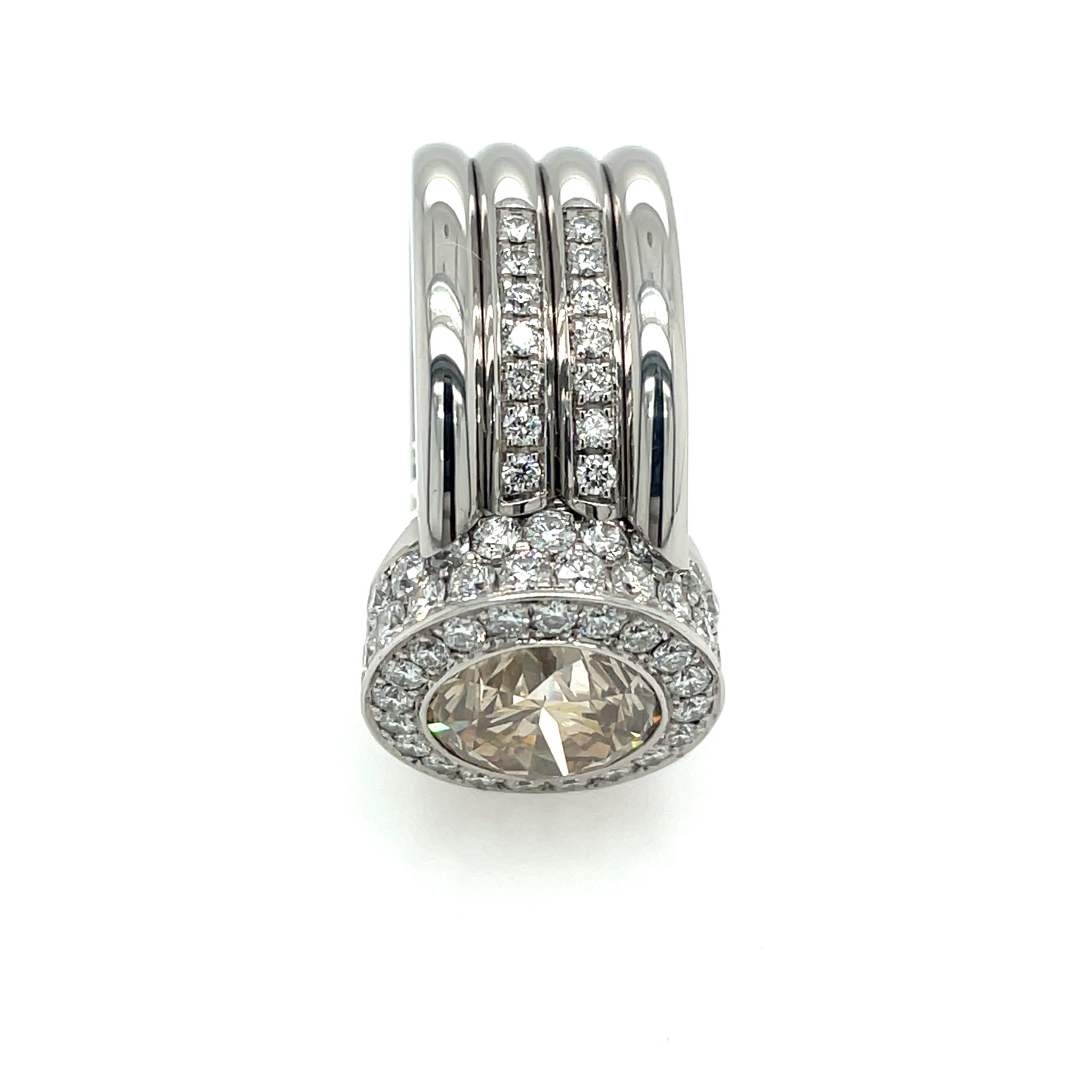 Krieger Juwelenring Gr. 57 ca. 4,79 ct Diamanten Weißgold 750/ 18K - Bild 6