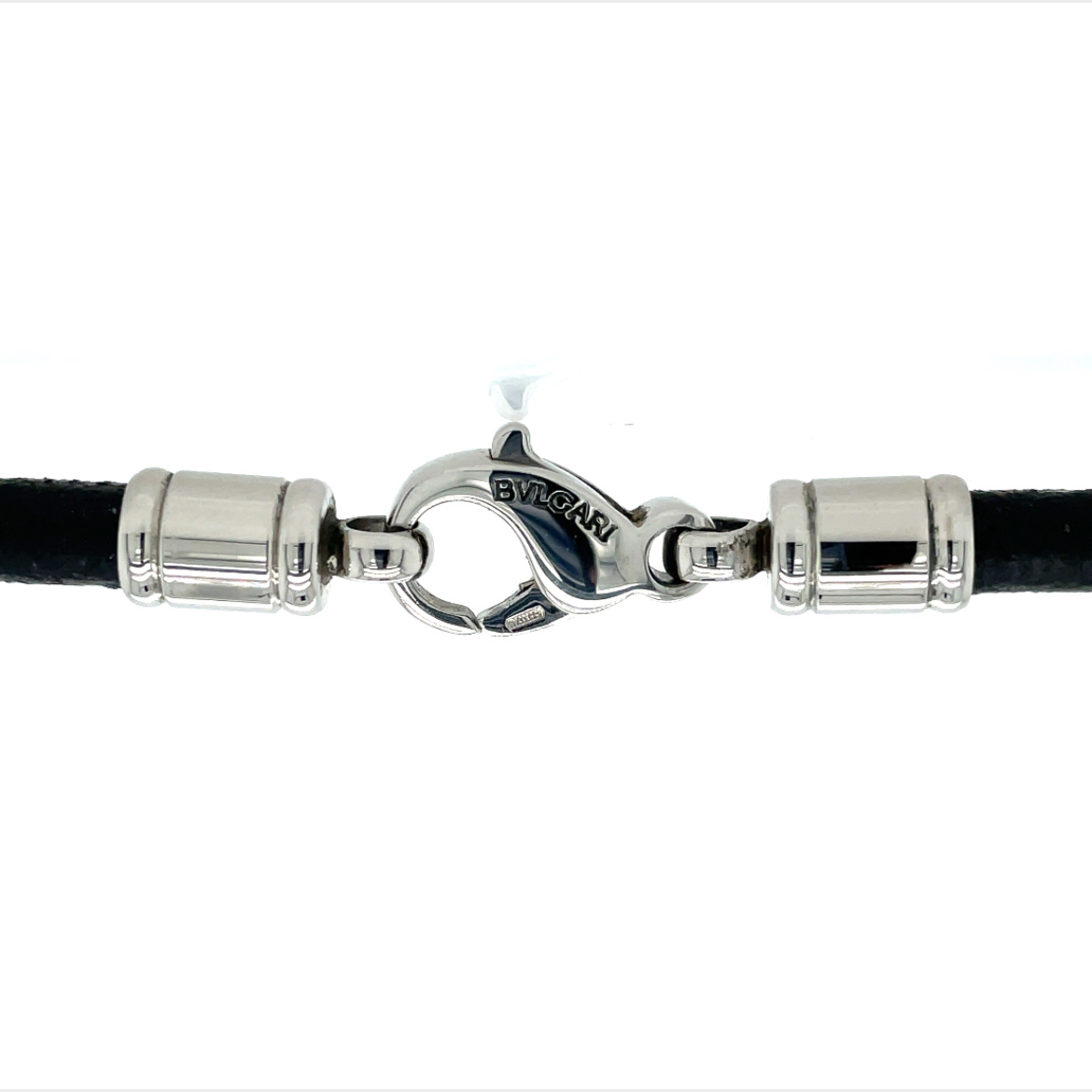 Bulgari „Cuore“ Collier mit Lederband 38 cm BVLGARI Weißgold 750/ 18K - Bild 5
