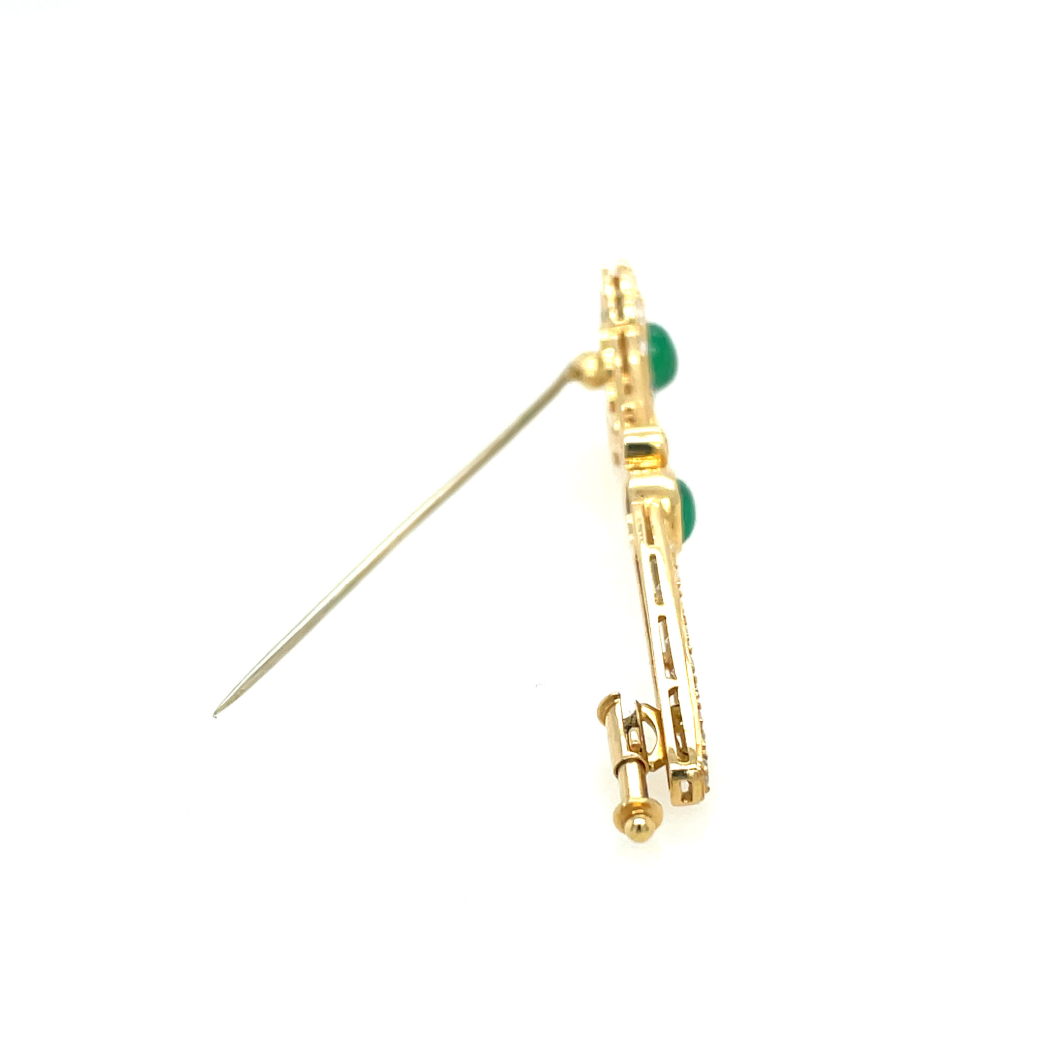Smaragd Brosche ca. 0,70 ct Diamanten Gelbgold 750/ 18K - Bild 2
