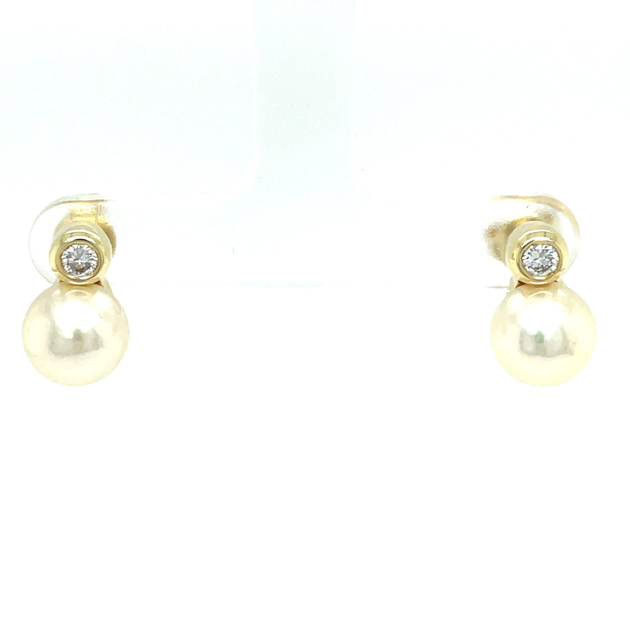 Perlen Ohrstecker ca. 0,20 ct Diamanten Gelbgold 585/ 14K