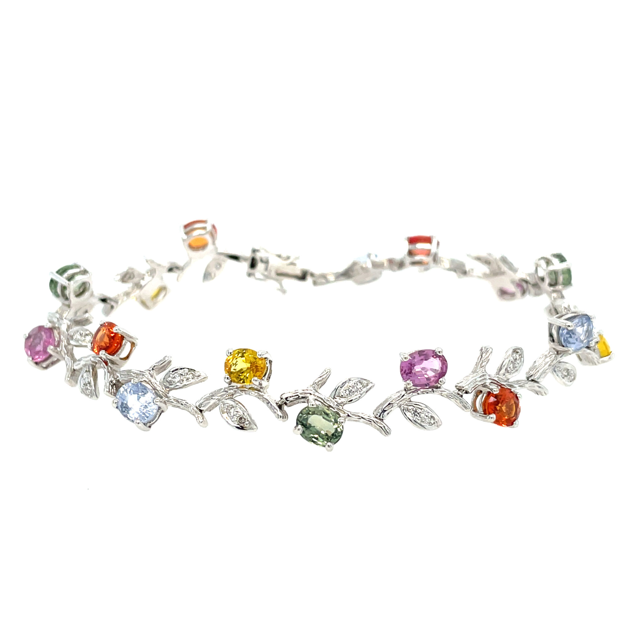 „Blütenoptik“ Armband 16,5 cm Quarzen Diamanten Weißgold 750/ 18K