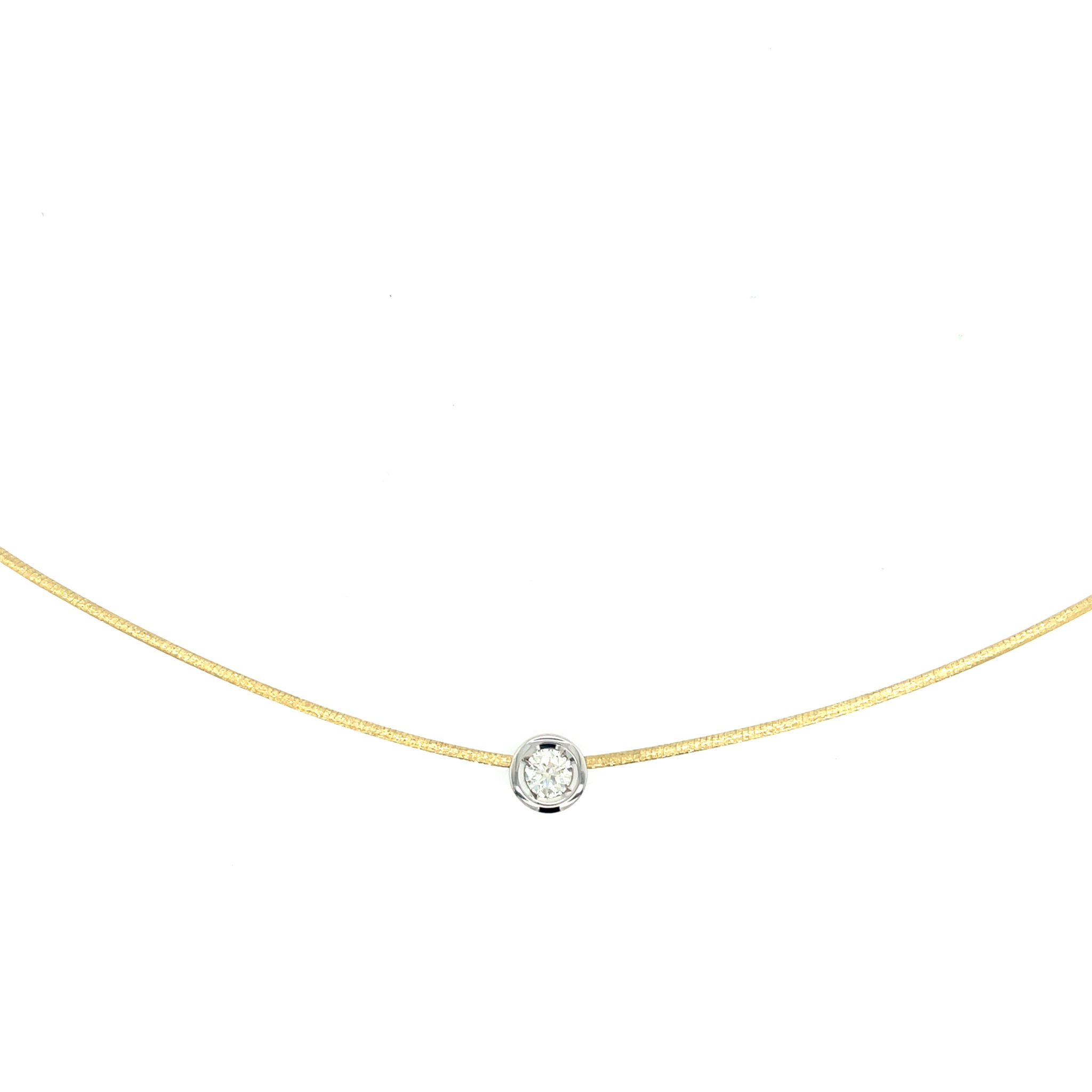 Moncara Solitär Collier 43cm 0,40 ct Diamant Bicolor 585/ 14K - Bild 2