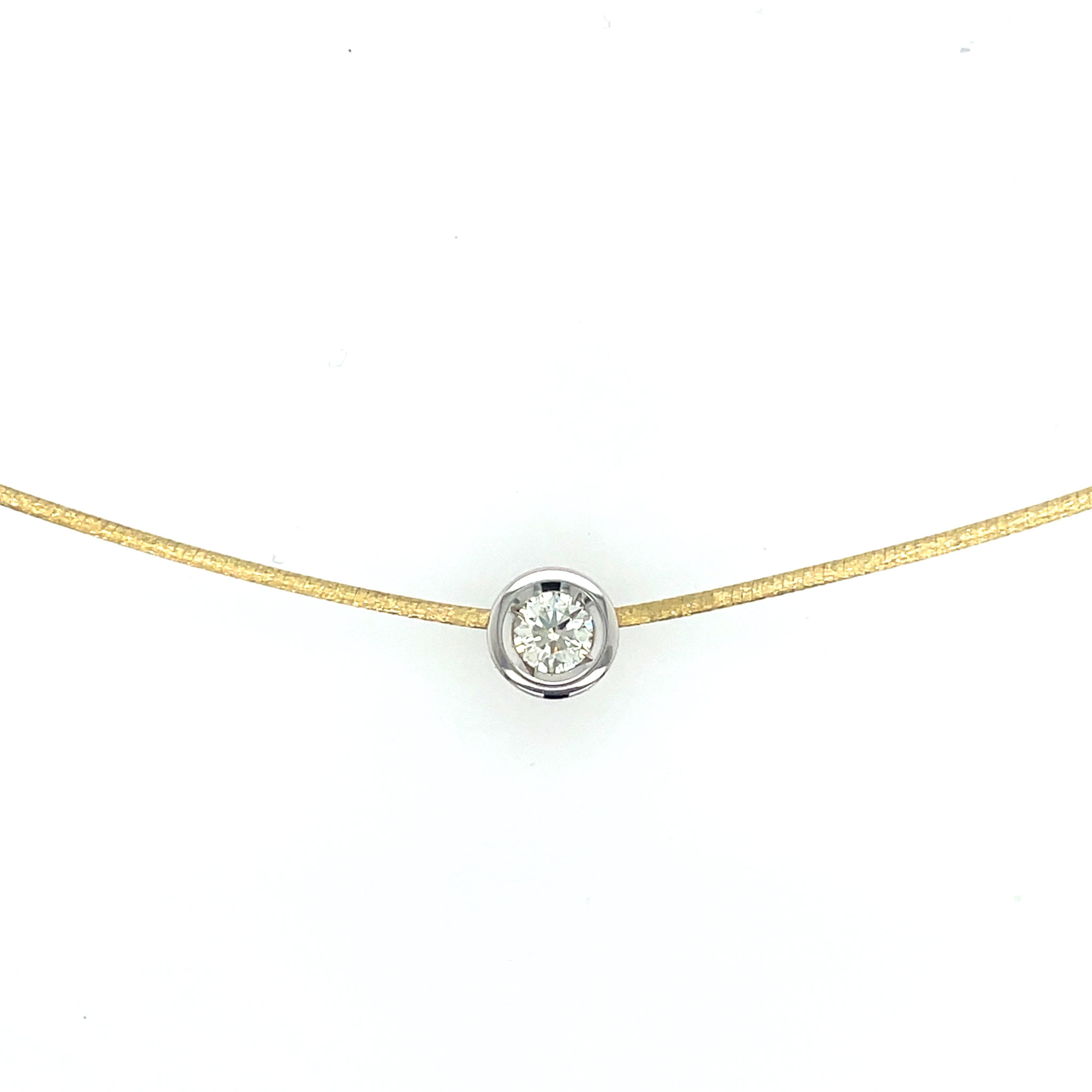 Moncara Solitär Collier 43cm 0,40 ct Diamant Bicolor 585/ 14K