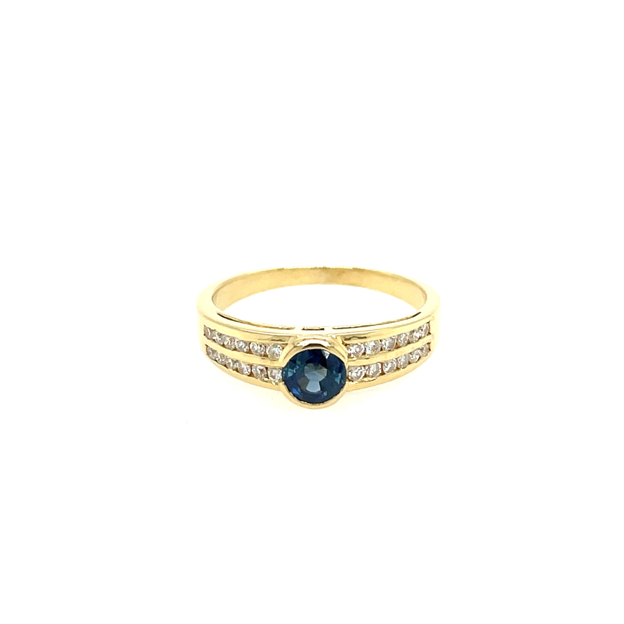 Saphir Ring Gr. 53,5 ca. 0,25ct Diamanten Gelbgold 750/ 18K